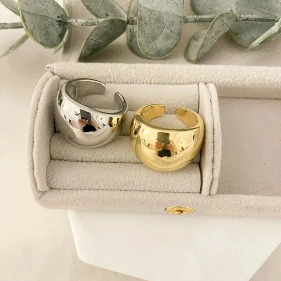 925 Sterling Silver Chunky Ring Thick Dome Ring Silver Statement Ring Bold Ring - Picture 1 of 7